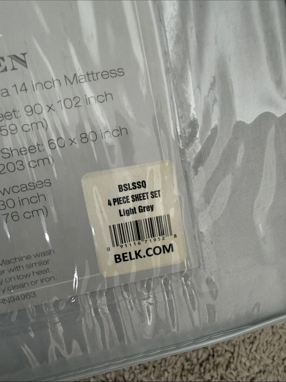 Homestead Fashions Light Grey 4-Piece Queen Sheet Set